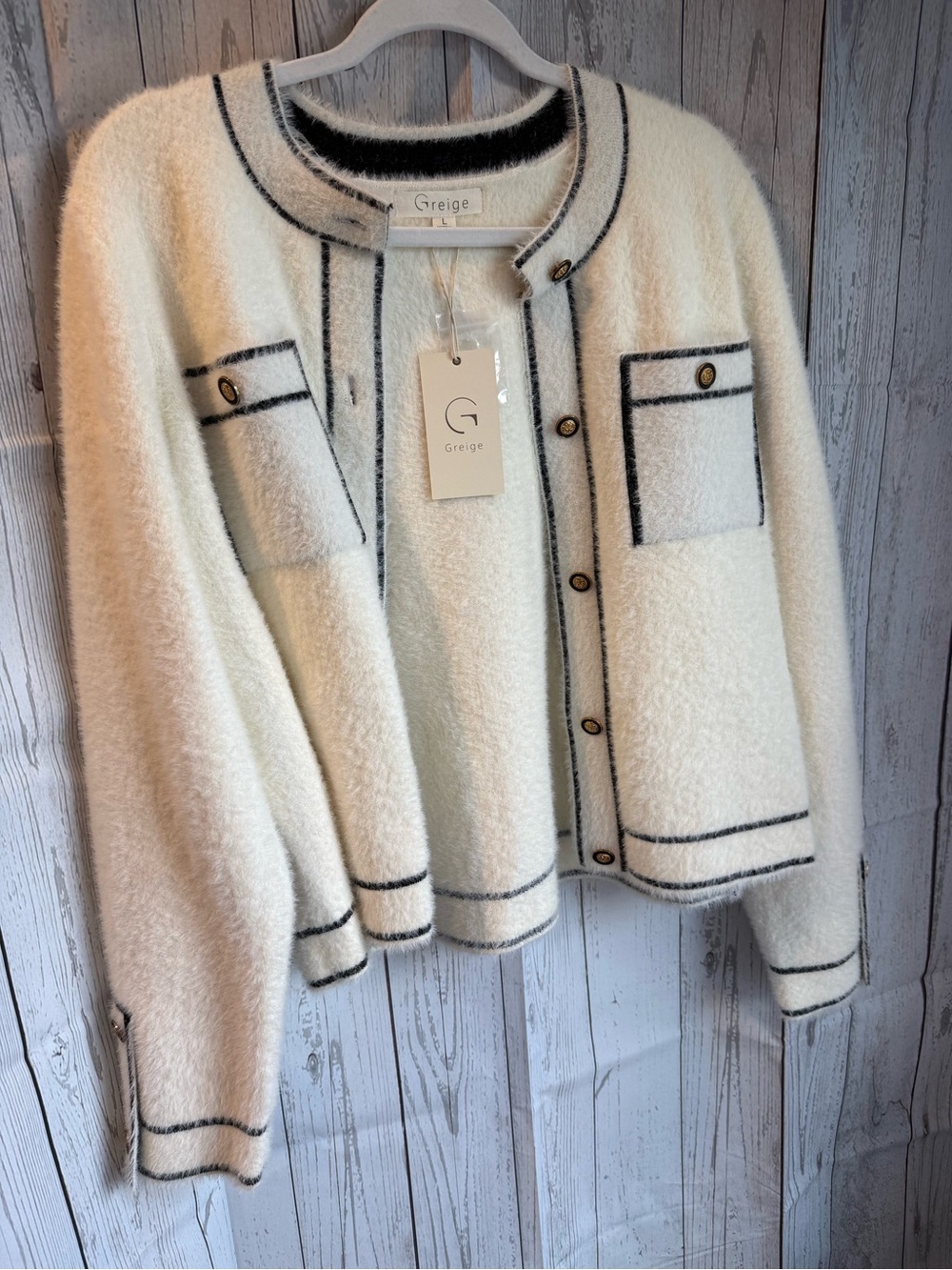 Greige Cream Cardigan Large NWT